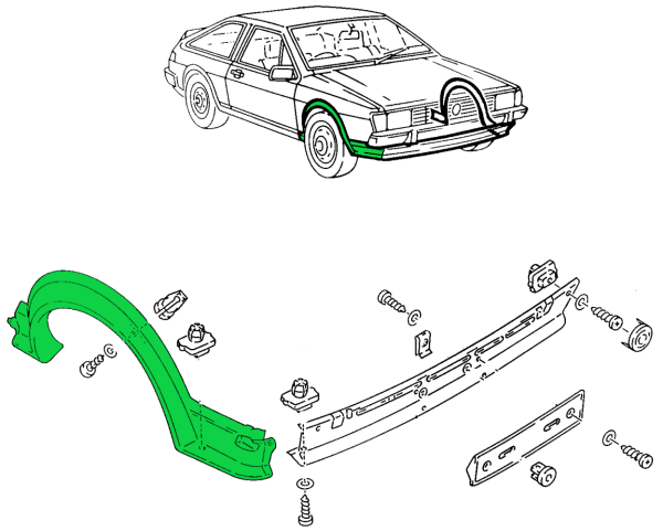 Radlaufverbreiterung, grundiert, rechts (805 533 912 B), Scirocco II (53B)